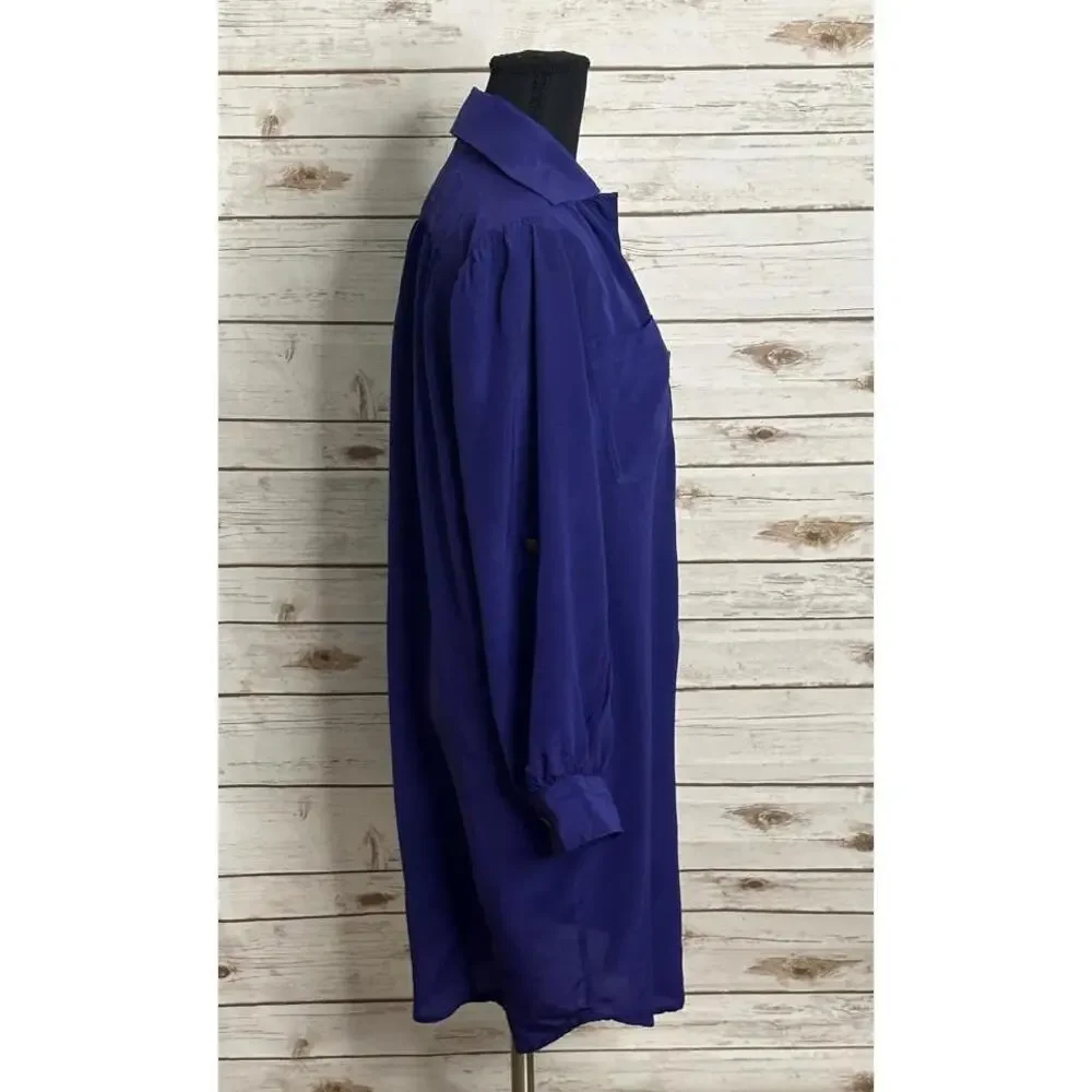 Anthropologie Hunter Dixon purple silk popover shirtdress Size Small
